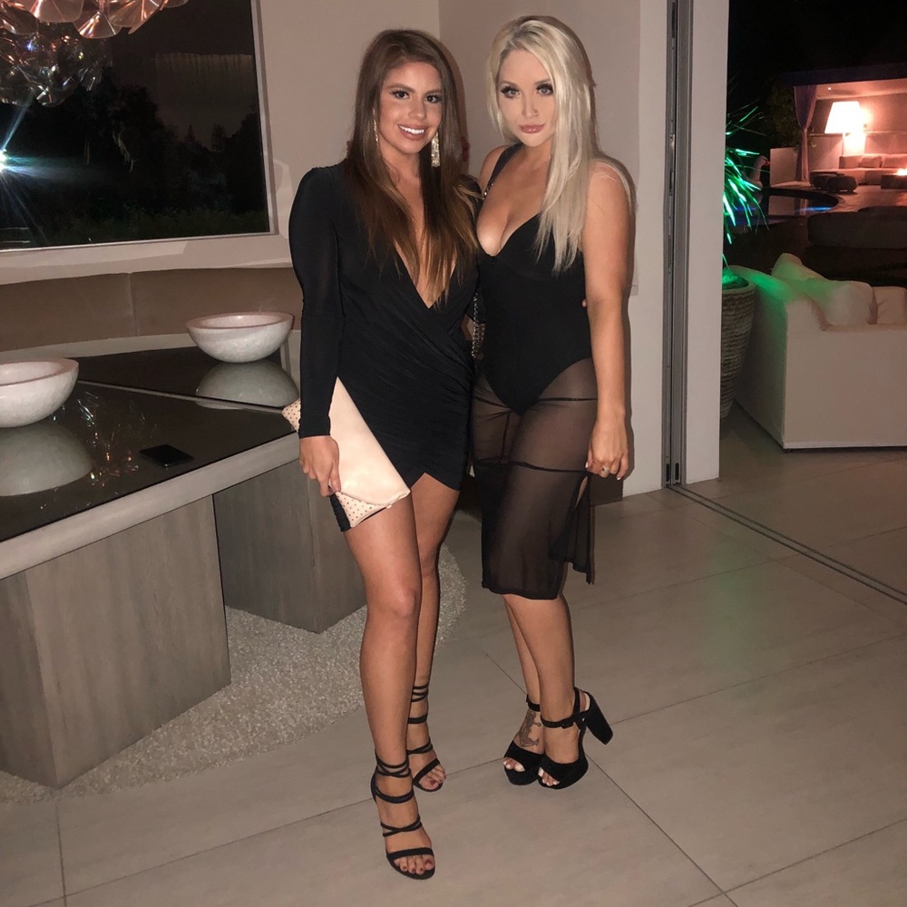 Black Low Cut Long Sleeve Dress